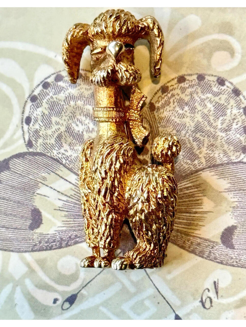 Vintage Signed Marcel Boucher Gold Tone Poodle Brooch Pin #7701 Dog Figural